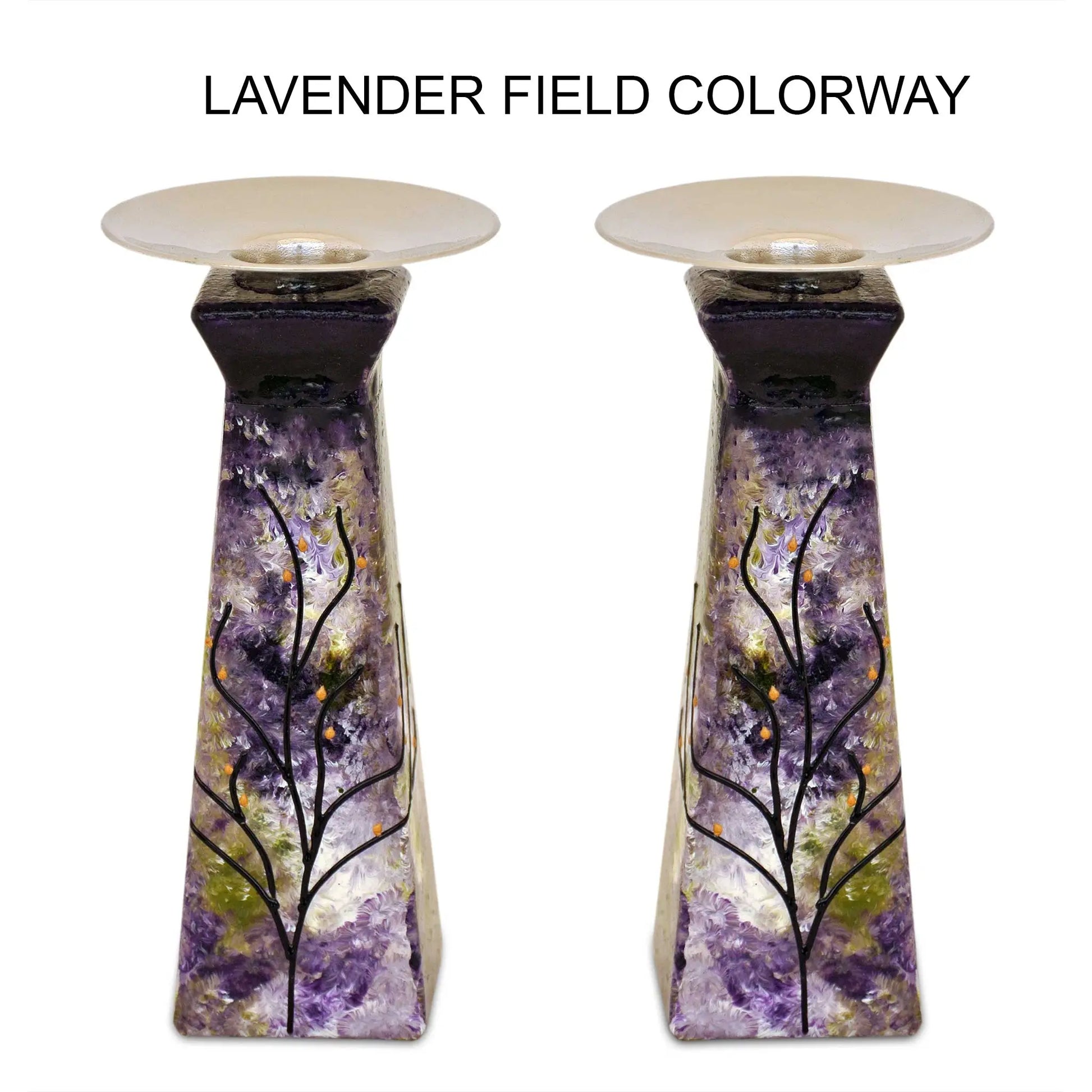 Amalia Flaisher Pyramid Candlestick Holder Set Artistic Artisan Designer Judaica