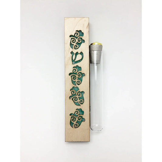 Beames Designs Hamsa Wedding Shards Mezuzah in Green