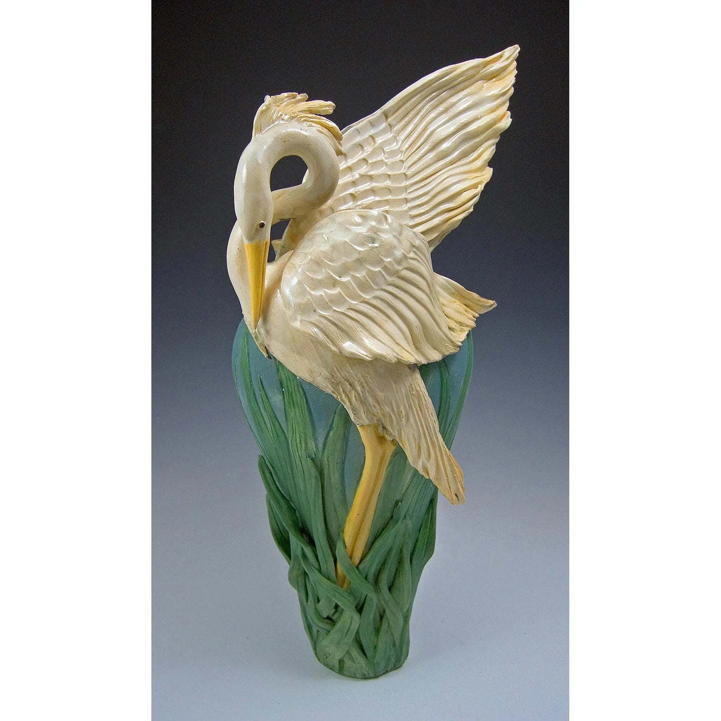Winged Praying Heron by Bonnie Belt Ceramics Hand-Thrown Hand-Built Stoneware Artistic Artisan Designer Pottery Vases