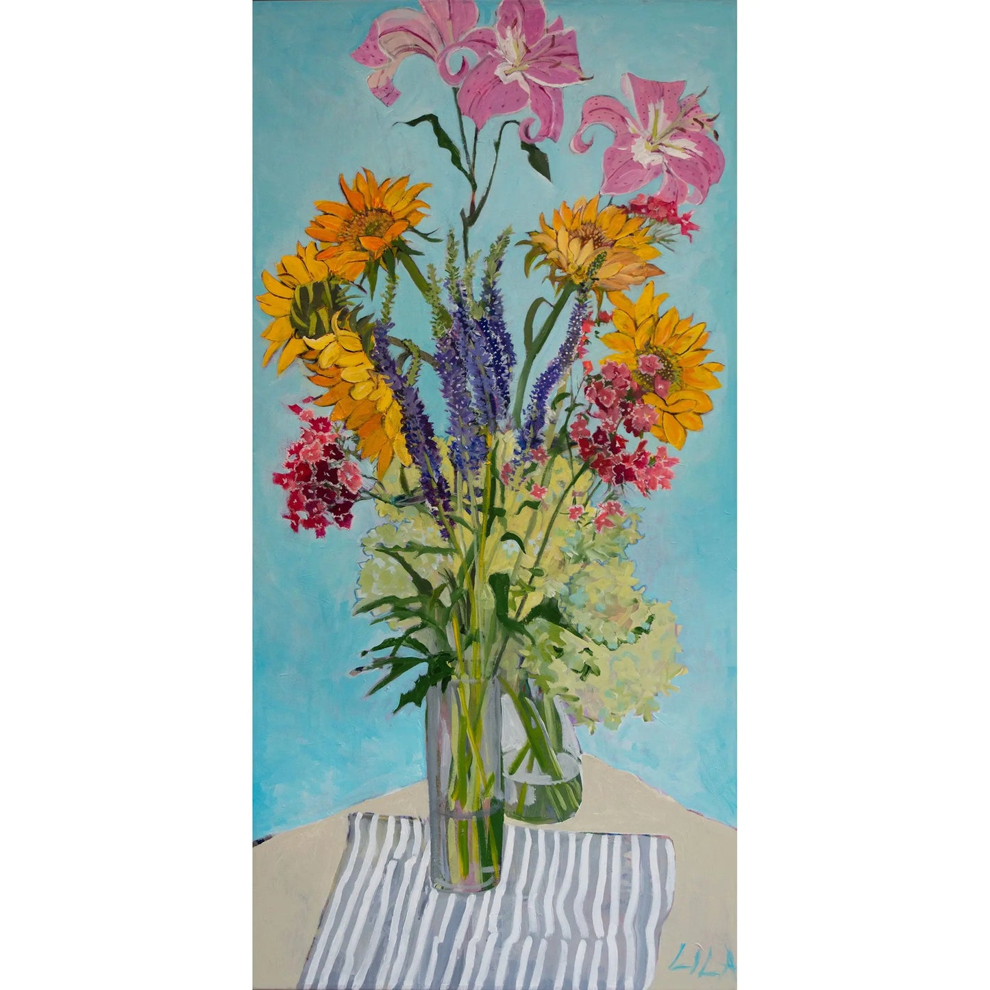 Gray and White Table Cloth Painting and Archival Giclee Prints