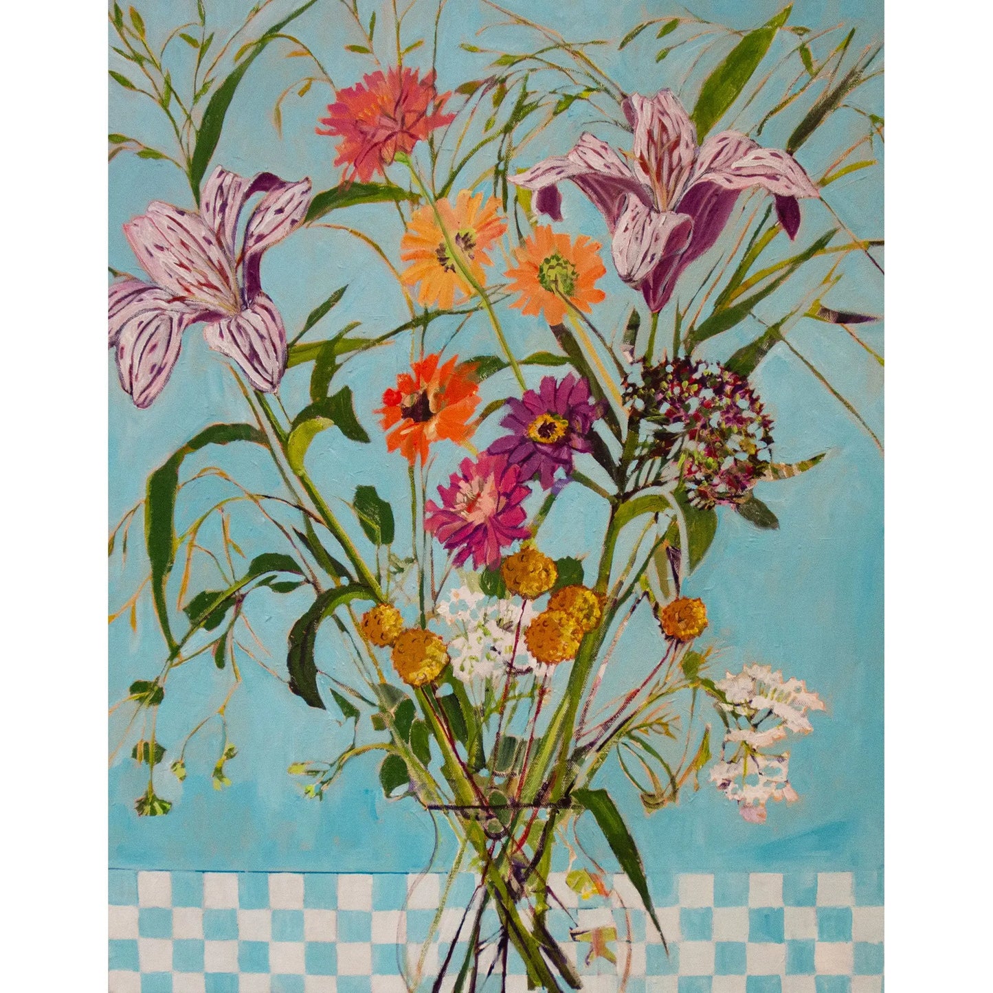 Light Blue Checks Painting and Archival Giclee Prints