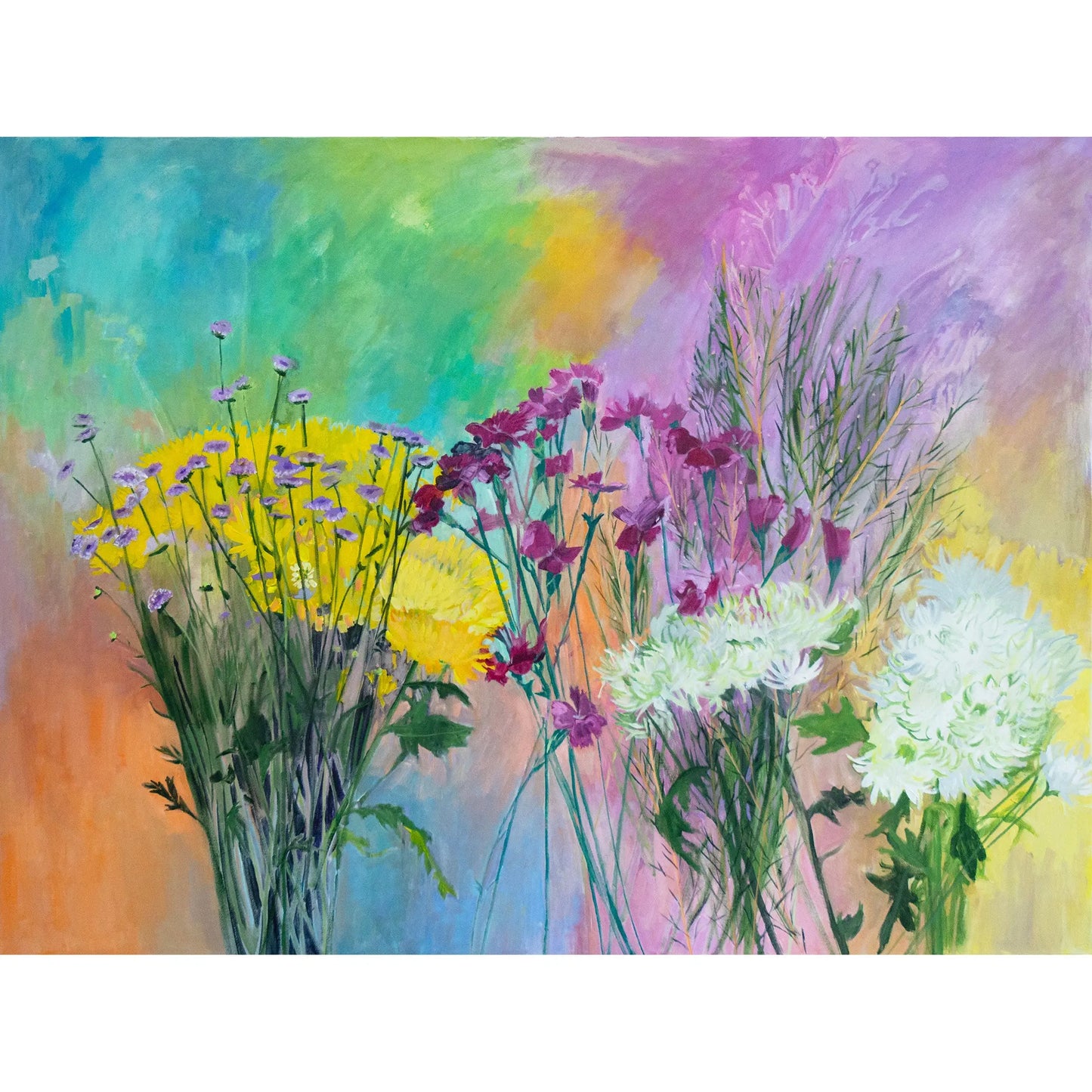 Rainbow Flower Echoes #1 Painting and Archival Giclee Prints