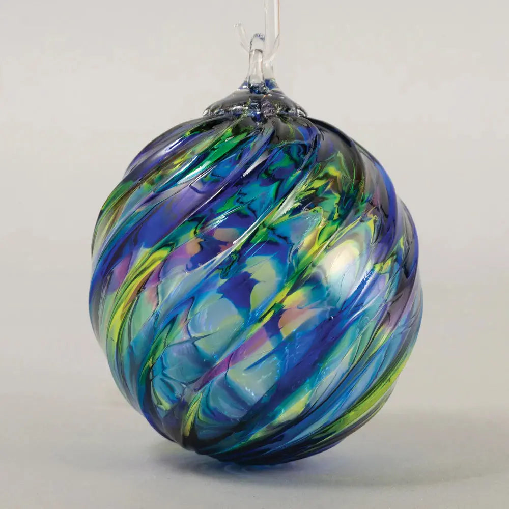 Glass Eye Ornament in Classic Blue Mosaic Twist