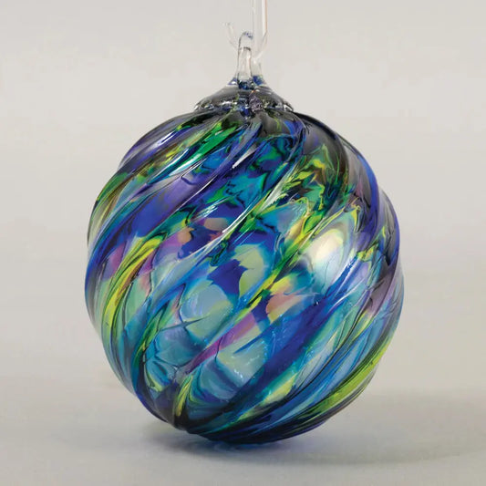 Glass Eye Ornament in Classic Blue Mosaic Twist