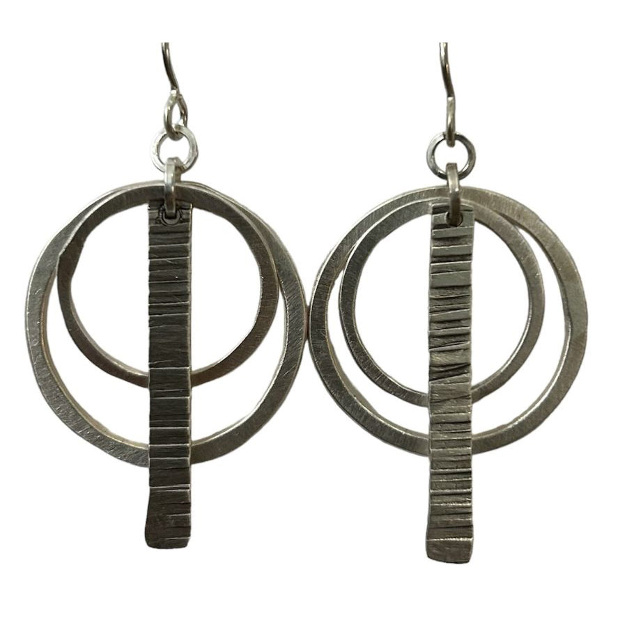 Sterling silver earrings with circular and bar design