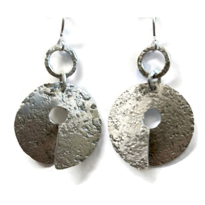 Sterling silver earrings with textured circular designs