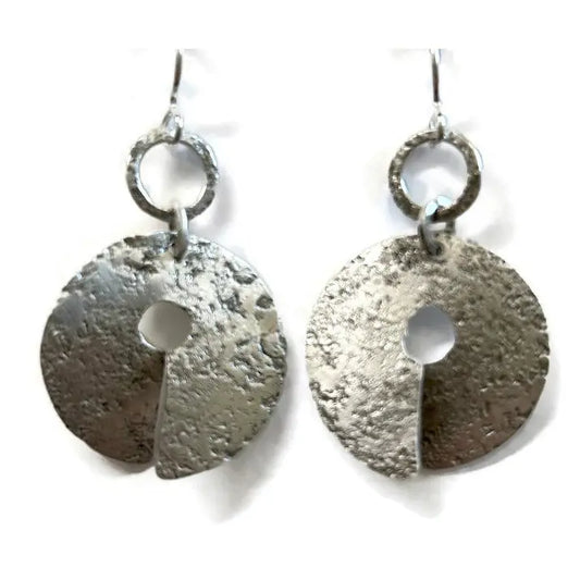 Sterling silver earrings with textured circular designs
