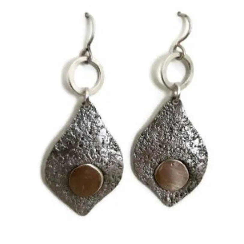 Sterling silver and copper teardrop earrings
