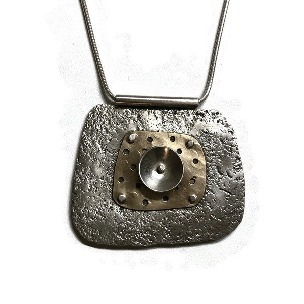 Sterling silver and 14K gold fill pendant necklace on a snake chain