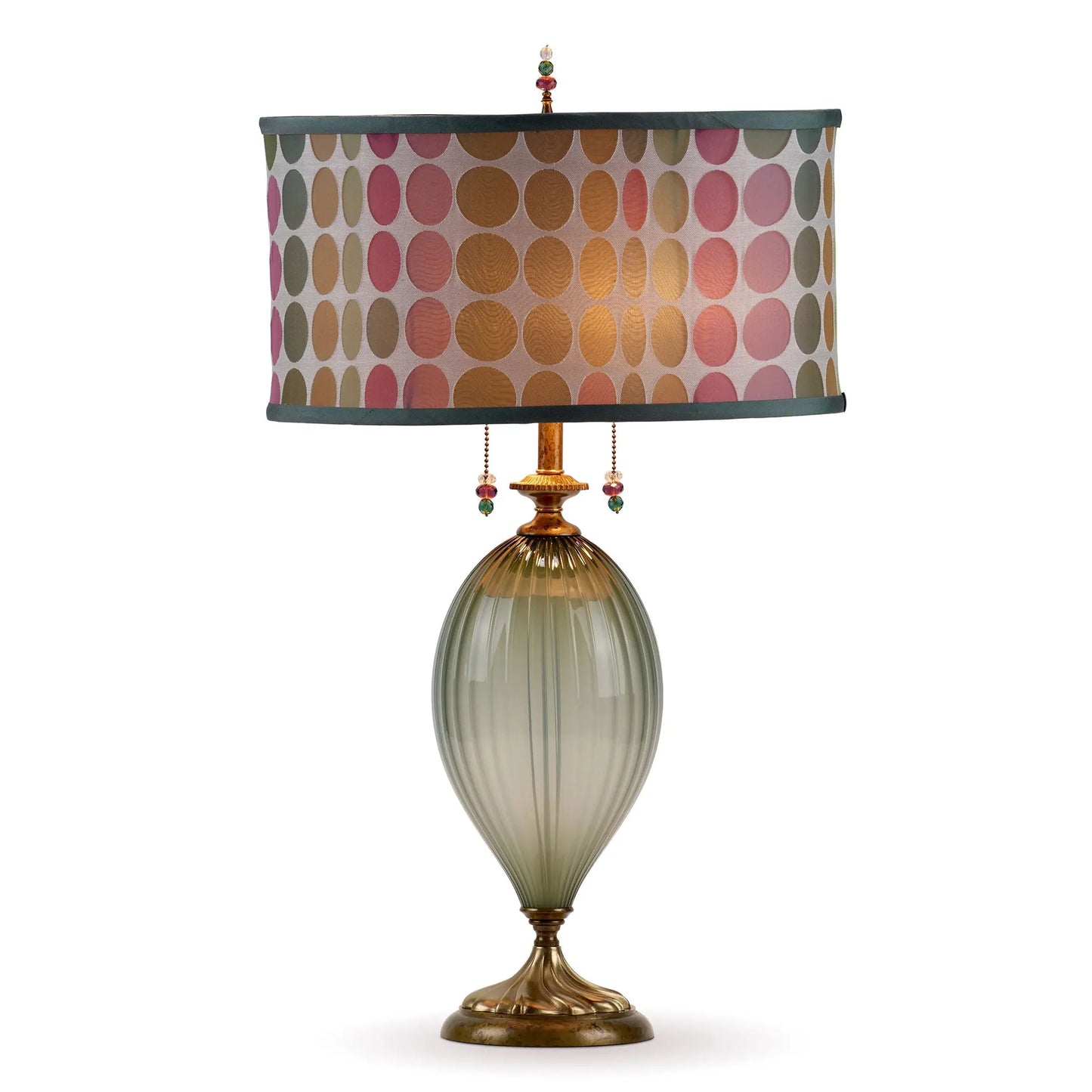 Kinzig Design Penelope Table amp with Green Blow Glass