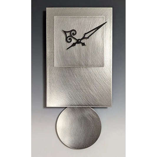 Leonie Lacouette Steel Tie Pendulum Wall Clock with Textured Stainless Steel and Round Pendulum