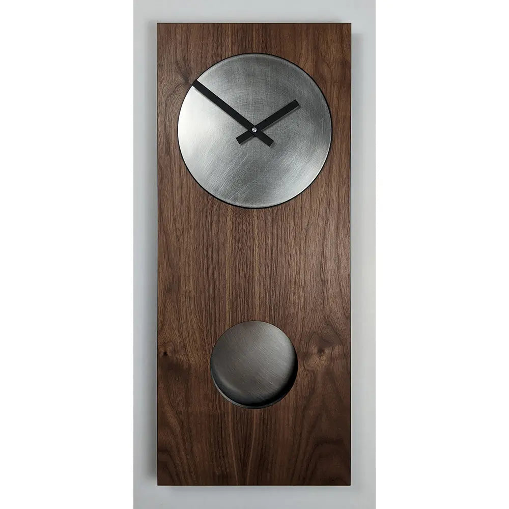 Leonie Lacouette Walnut and Steel Circle Clock WAL24 with Pendulum