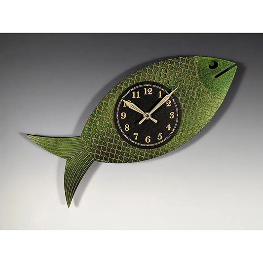 Leonie Lacouette Wanda in Iridescent Green Hand-painted Wall Clock