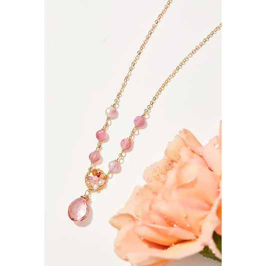 Pink Tourmaline and Peach Ombre Necklace