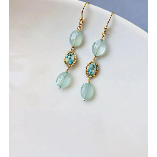Triple Oval Chalcedony Earrings