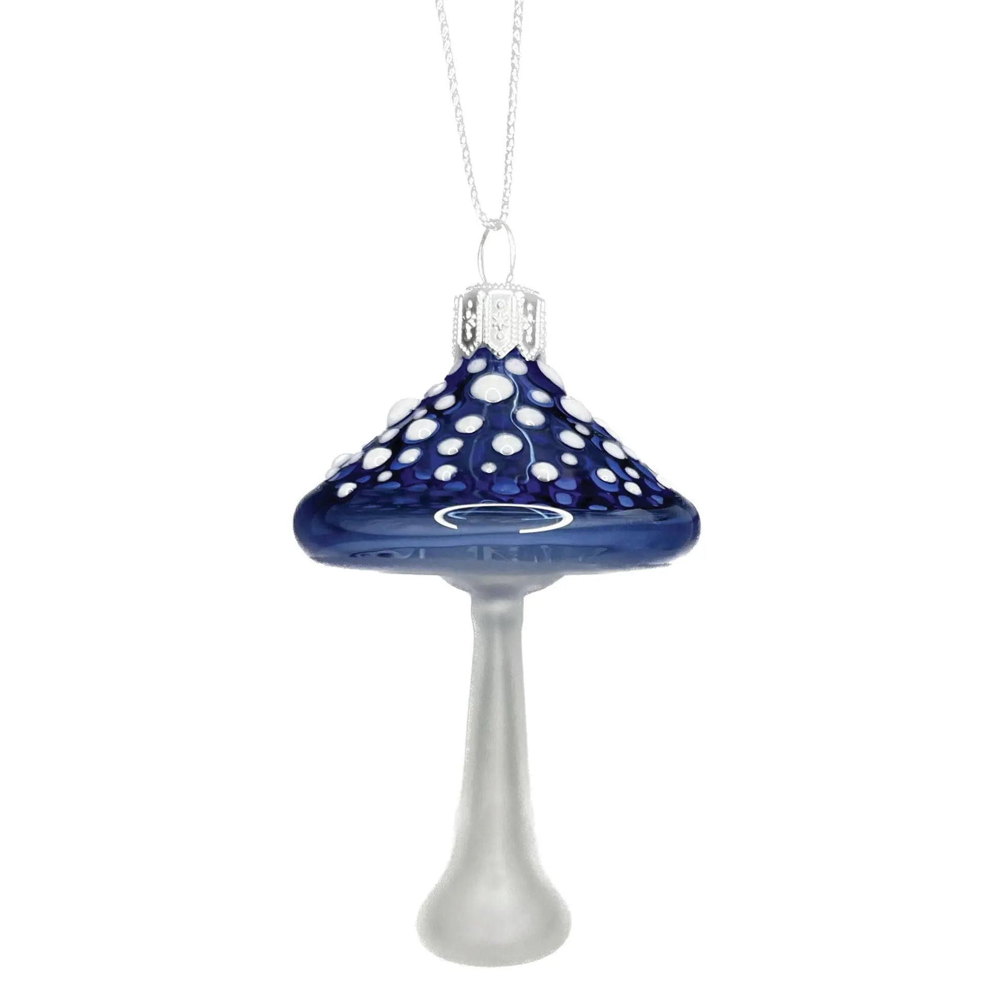 Glass Blue Mushroom Ornament