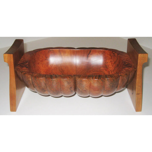 Tom Perez Turned Figured Cherry and Burl Wood Seed Pod Vessel