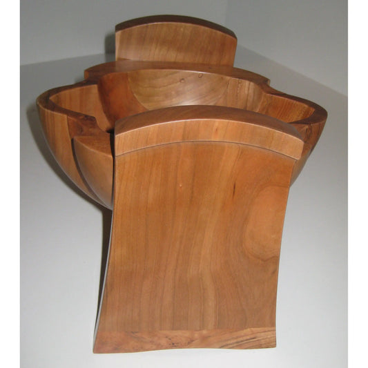 Tom Perez Turned Laminated and Wormy Cherry Wood Bud Vessel