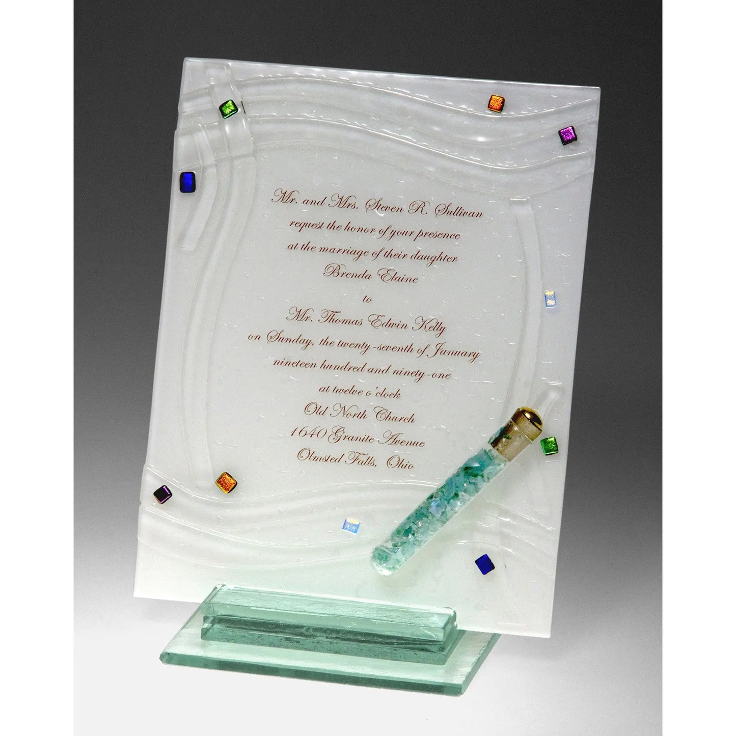Beames Designs Invitation Piece Woven with Shards INV2, Artistic Artisan Designer Judaica