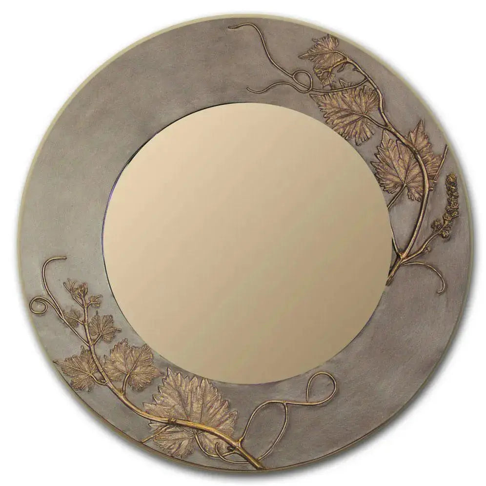 Blindspot Mirror by Deborah Childress Textured Grapevine Mirror Shown in Taupe Gold Artistic Artisan Designer Mirrors