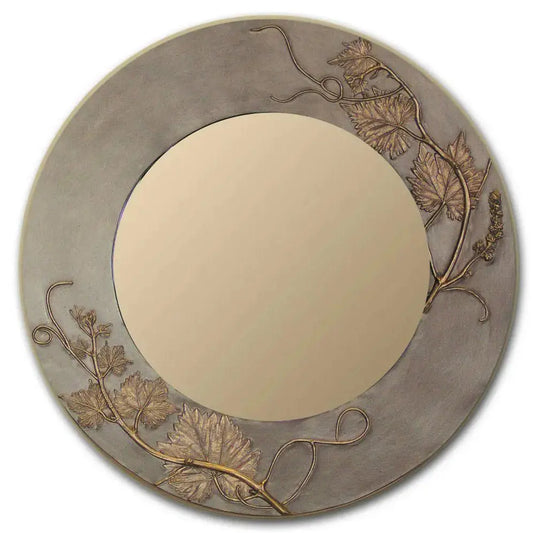 Blindspot Mirror by Deborah Childress Textured Grapevine Mirror Shown in Taupe Gold Artistic Artisan Designer Mirrors