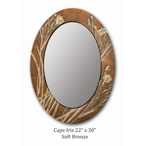 Blindspot Mirrors by Deborah Childress Cape Iris Mirror Shown in Soft Bronze Color Artistic Artisan Mirrors