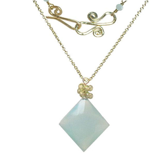 Calico Juno Designs Chalcedony and Peridot Necklace NK304 Artistic Artisan Designer Jewelry