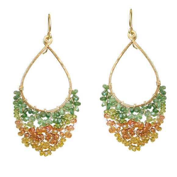 Calico Juno Designs Green and Orange Tourmaline Earrings LB42 Artistic Artisan Designer Jewelry