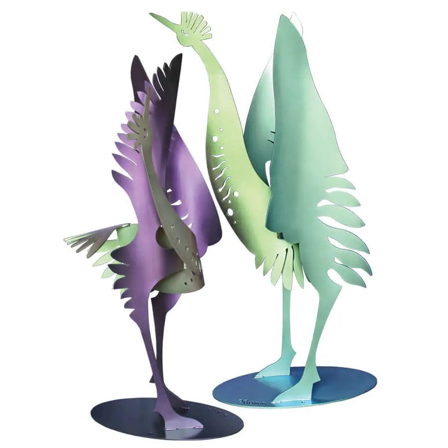 Cricket Forge Straight Necked Crane Sculpture Artistic Functional Outdoor Indoor Sculptures Color Shift