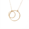 Emily Rosenfeld 14K Gold Small Medium or Large Double Open Circle Necklace Shown in Medium Artistic Artisan Designer Jewelry