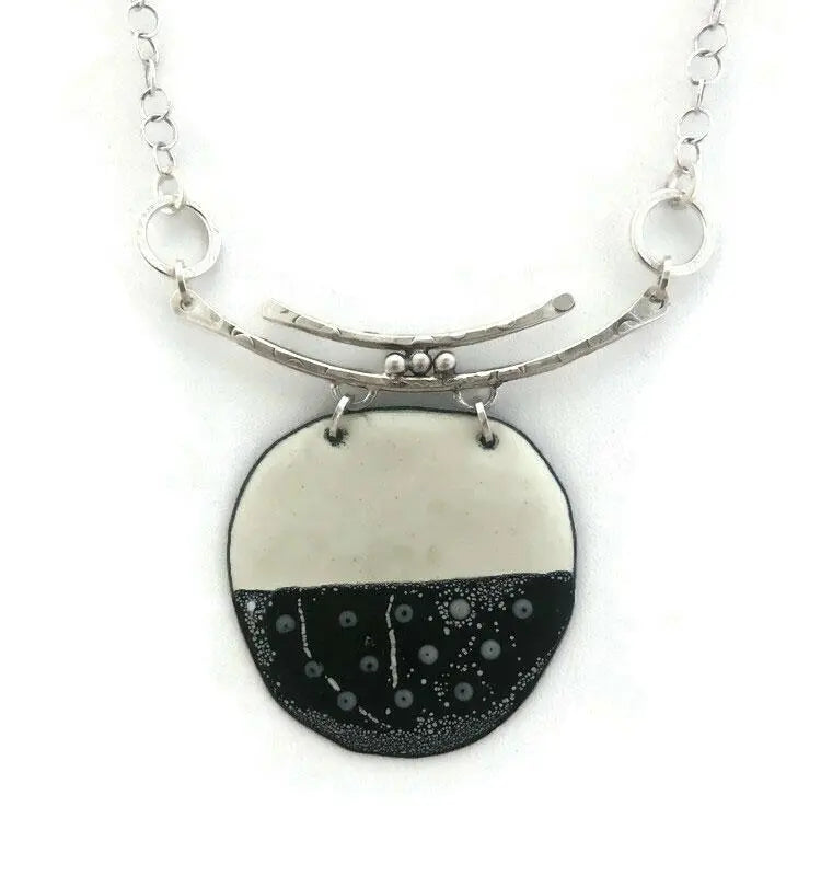 Enamel and Sterling Silver Pendant Necklace EN69 by Joanna Craft Jewelry Design Artistic Artisan Designer Jewelry