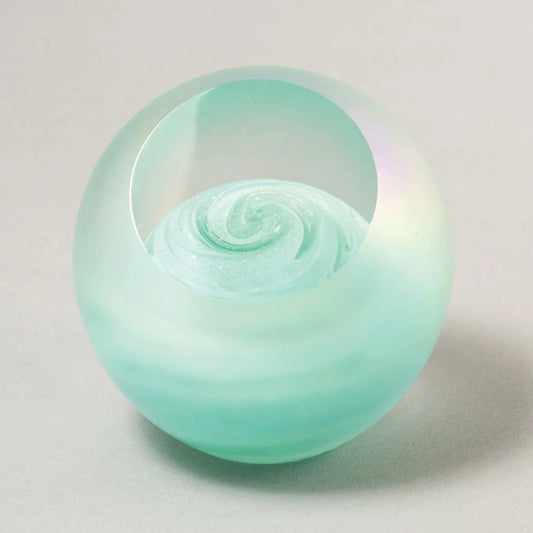 Handblown Glass Planetary Uranus Paperweight By Glass Eye Studio Artistic Artisan Crafted Paperweights
