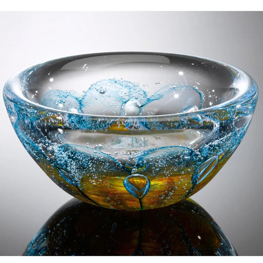 Hot Glass Alley Jake Pfeifer Foil Swedish Gold Topaz Bowl Artistic Handblown Glass