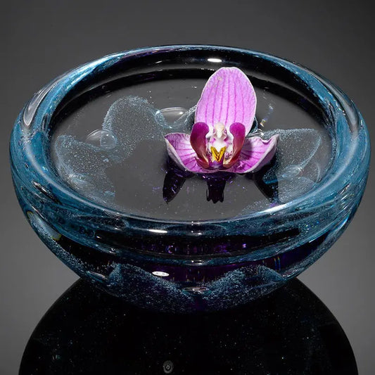 Hot Glass Alley Jake Pfeifer Foil Swedish Purple Bowl, Artistic Handblown Glass
