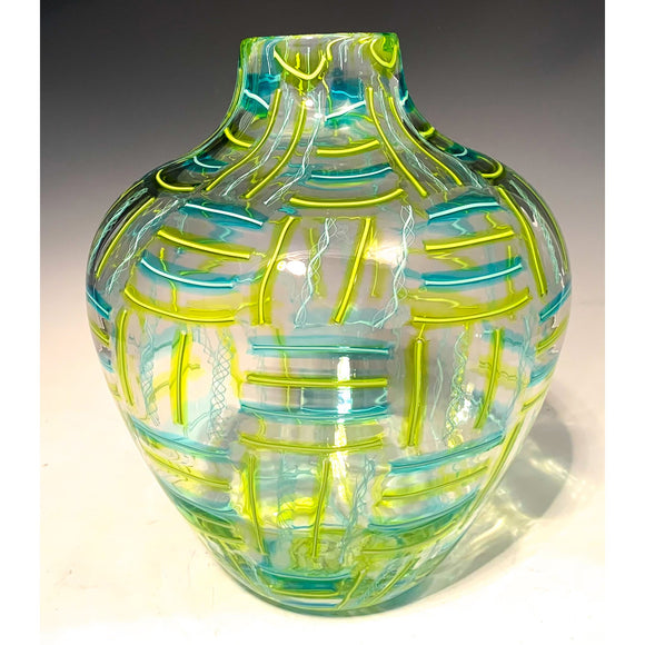 Hot Glass Alley Jake Pfeifer Patchwork Series Reverse Amphora Vase Artistic Hand Blown Glass Vases