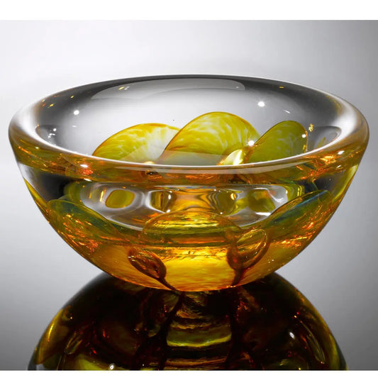 Hot Glass Alley Jake Pfeifer Shell Swedish Gold Topaz Bowl Artistic Handblown Glass