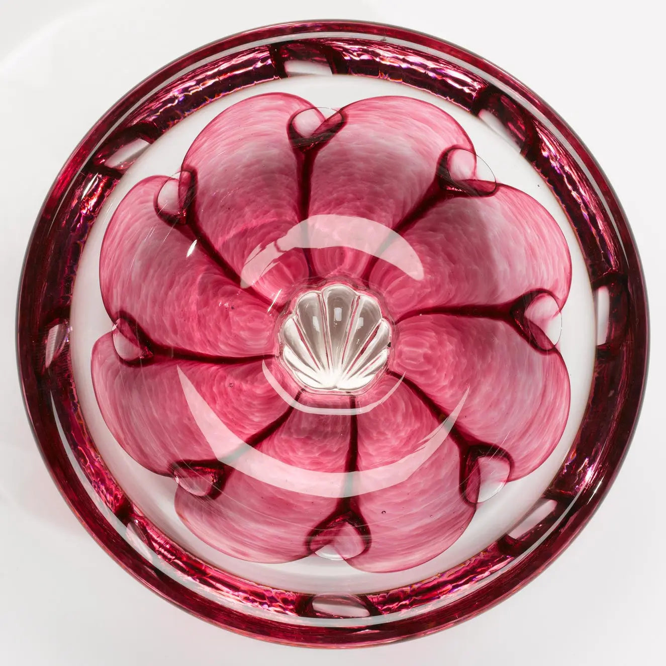 Hot Glass Alley Jake Pfeifer Shell Swedish Pink Bowl Artistic Handblown Glass Artistic Handblown Glass
