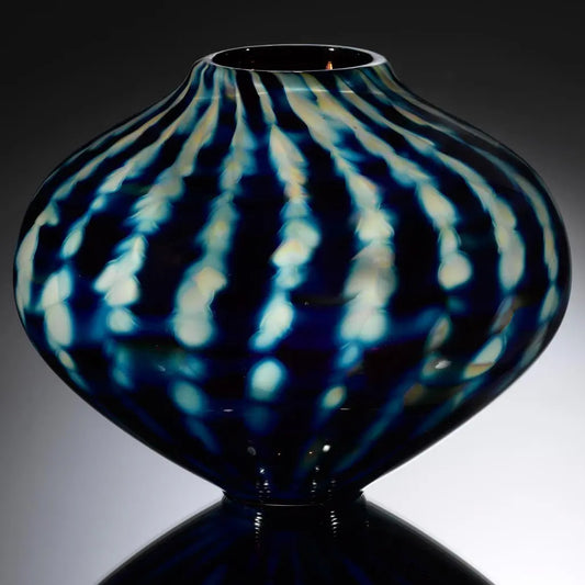Hot Glass Alley Jake Pfeifer Treasure Chubby Optic Stripe Vase Artistic Handblown Glass