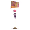 Kinzig Design Iyad Floor Lamp F163 AO 141 Colors Purple And Rose Blown Glass Base With Embroidered Purple Raspberry Green Gold And Copper Linen Shade Artistic Artisan Designer Floor Lamps