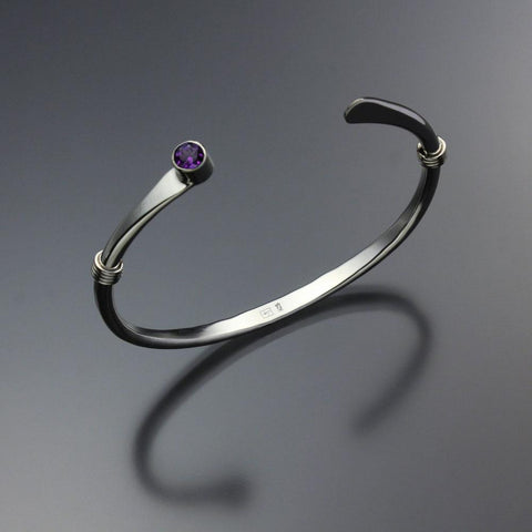 John Tzelepis Jewelry Sterling Silver Amethyst Bracelet BRA021WAM-1 Handcrafted Artistic Artisan Designer Jewelry