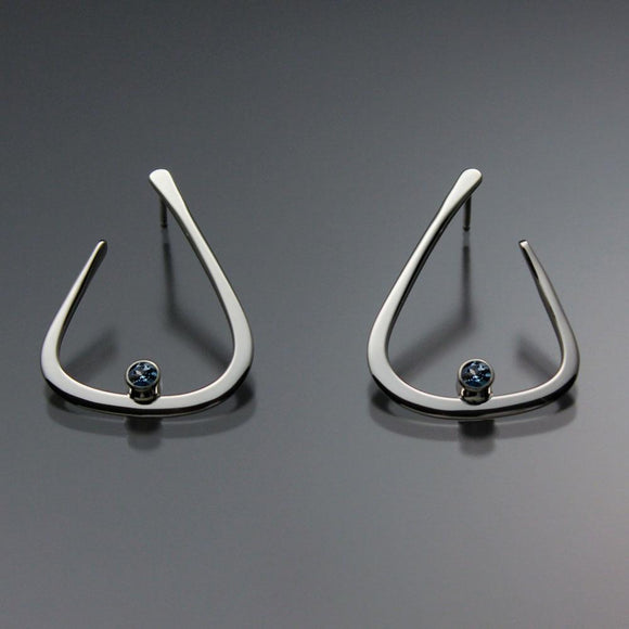 John Tzelepis Jewelry Sterling Silver or 14K Gold London Blue Topaz Earrings EAR040SMSSLTZ Handcrafted Artistic Artisan Designer Jewelry
