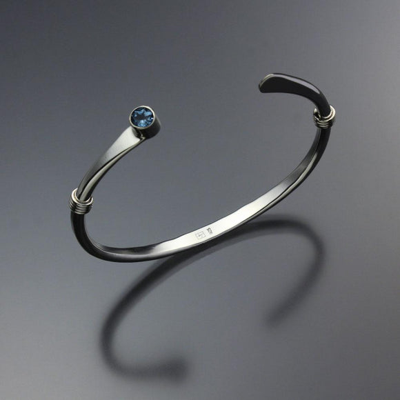 John Tzelepis Jewelry Sterling Silver Swiss Blue Topaz Bracelet BRA021WTZ-1 Handcrafted Artistic Artisan Designer Jewelry