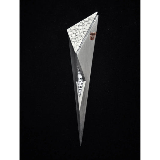 Joy Stember Metal Arts Studio Mezuzah 122 Raised Top with Window, Artistic Artisan Designer Judaica