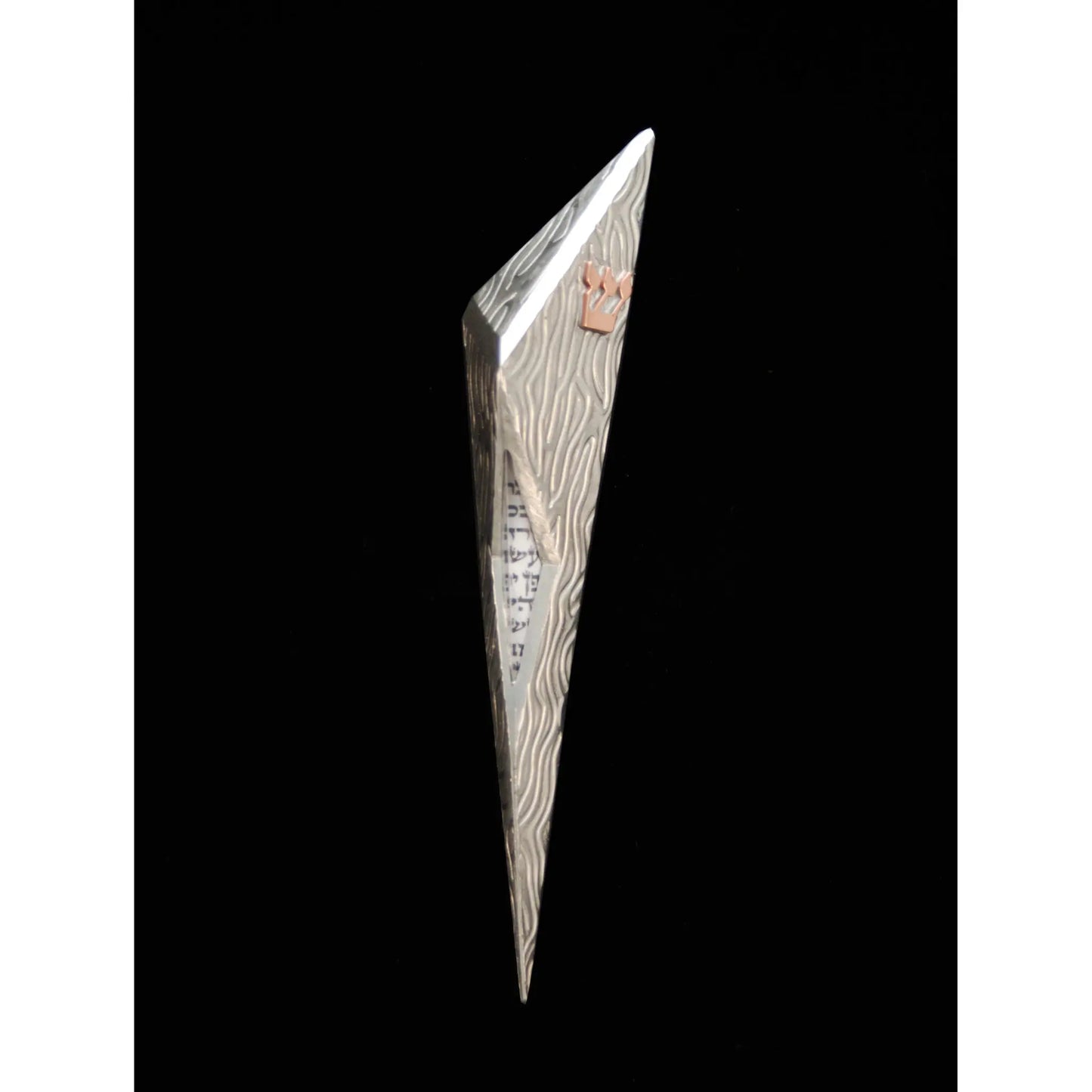 Joy Stember Metal Arts Studio Mezuzah 137 Full Pattern with Window, Artistic Artisan Designer Judaica
