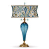 Kinzig Design Erte Table Lamp 224S172 Colors Blue Teal and Green Shade Teal Hand Blown Glass Base Artisan Designer Table Lamps
