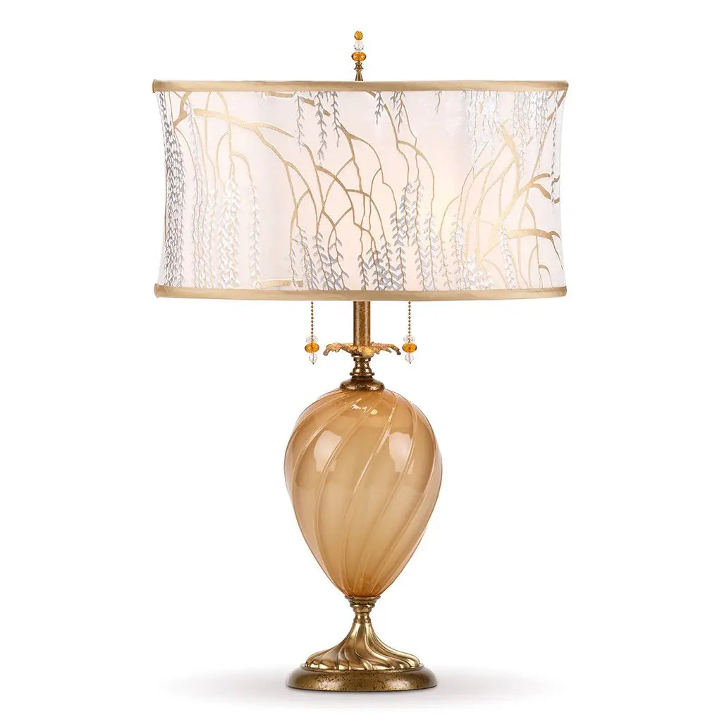 Kinzig Design Matilda Table Lamp 155 AF 133 Colors Gold Opaque Blown Glass Base With A Soft White Silk Shade Artistic Artisan Designer Table Lamps