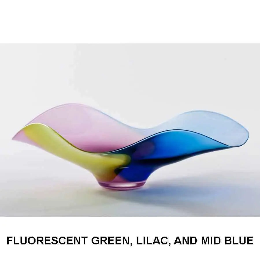 B. Fluorescent Green, Lilac, and Mid Blue