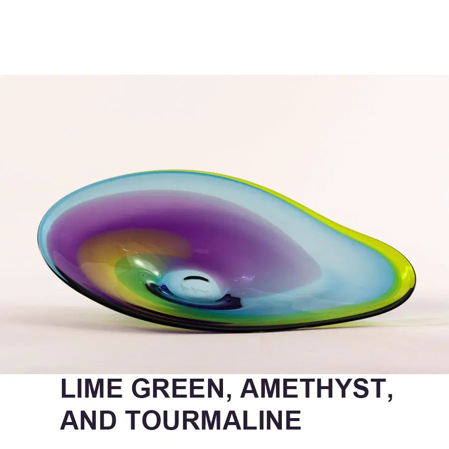 Tri Color Plate in Lime Green Amethyst and Tourmaline