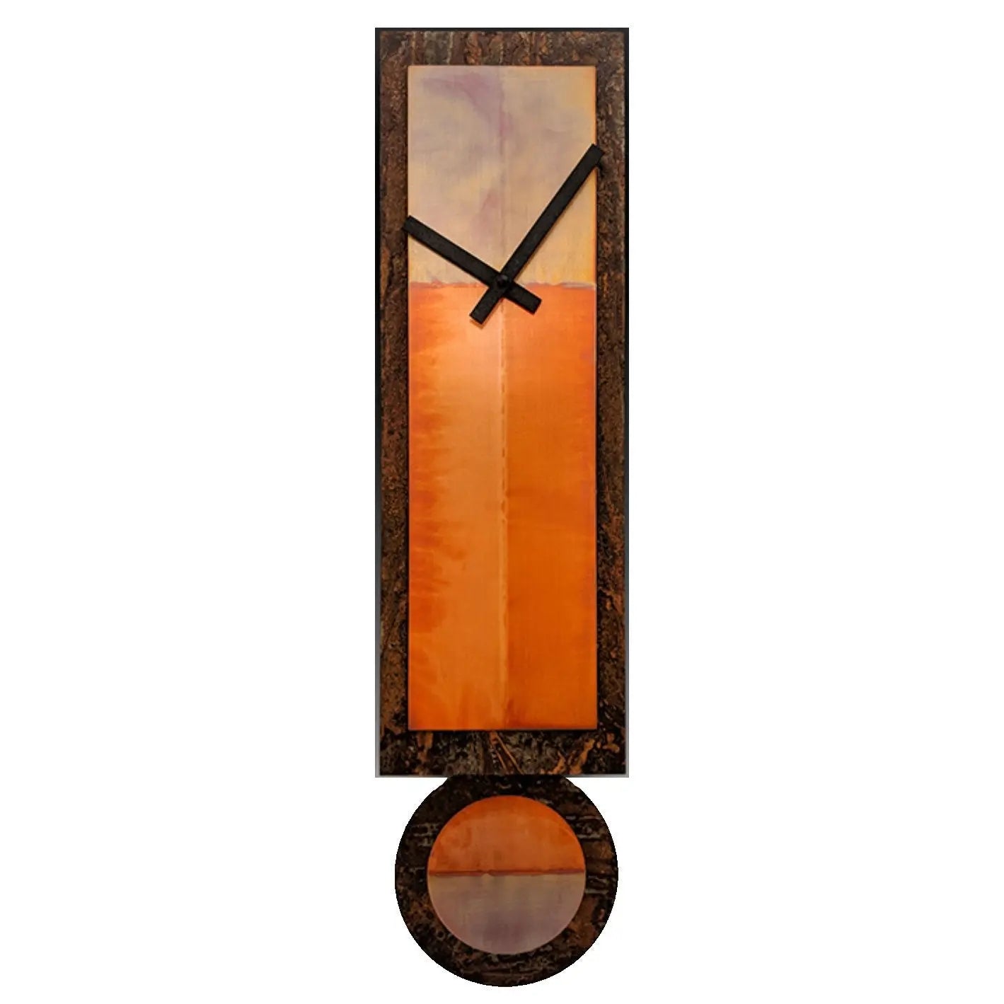 Leonie Lacouette Ginger Copper and Rusted Steel Pendulum Wall Clock Artistic Artisan Designer Clocks