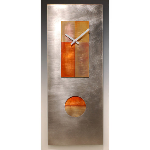 Leonie Lacouette Steel and Copper 30 Pendulum Clock, Artistic Artisan Designer Clocks